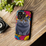 British Shorthair Round Pop Art Tough Phone Case