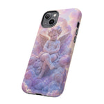 Cherub Cloud Throne Phone Case, Pastel Marble 3D Render Cover