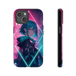 Anime Girl Phone Case Teal, Neon Kanji Calm Gradient Tough Cover