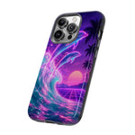 Neon Dolphin Ocean Vaporwave Art Tough Phone Case