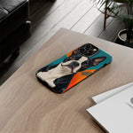 Boston Terrier Pop-Art Portrait Tough Phone Case - Teal Orange