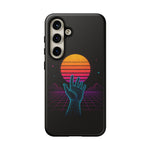 Synthwave Wireframe Hand Retro Sun Phone Case Tough Case