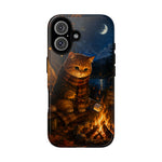 Campfire Cat Phone Case, Marshmallow Night Painterly Cover