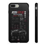 R35 GTR Infographic Phone Case, Black Spec Sheet Tough Cover