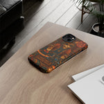 DJ Cat Phone Case, Glowing Turntables Folk Art Cover