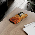 Yorkshire Terrier Jumping in Autumn Leaves Tough Case | Fall Dog Phone Cover