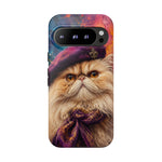 Persian Cat Beret Portrait Tough Phone Case - Painterly