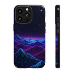 Retro Neon Mountains Phone Case | Vaporwave Galaxy Landscape
