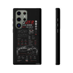 R35 GTR Infographic Phone Case, Black Spec Sheet Tough Cover