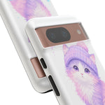 Pastel Cat Beanie Phone Case, Glitch Color Block Cover, Gift