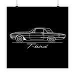 1966 Ford Thunderbird Poster Classic T-Bird Line Art Wall Print Car Decor