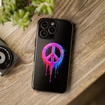 Glitch Peace Sign Phone Case, RGB Melt Digital Art Tough Cover, Gift