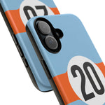 Copy of Blue Orange Number 20 Retro Racing Stripe Tough Phone Case Cover