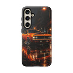 Orange Cuda Phone Case, Rainy City Night Muscle Car Tough Cover