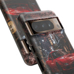Red FD RX-7 Blossom Alley Tough Phone Case - Rain-Slicked Night