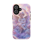Cherub Cloud Throne Phone Case, Pastel Marble 3D Render Cover