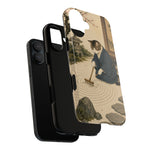 Zen Garden Cat Phone Case, Sand Spiral Japanese Art Cover