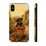 Rottweiler Puppy in Flower Pot Tough Case | Floral Dog Phone Cover