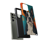 Boston Terrier Pop-Art Portrait Tough Phone Case - Teal Orange