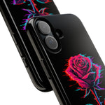 Glitch Rose Neon Phone Case Vaporwave Tough Cover