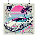 Countach Poster Retro 80s 90s Vaporwave Exotic Supercar Wall Art