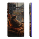 Rainy Window Cat Phone Case, Cozy Painterly Art Cover, Gift