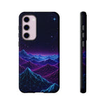 Retro Neon Mountains Phone Case | Vaporwave Galaxy Landscape