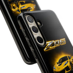 Z06 Corvette Phone Case, Yellow Neon Chrome Studio Cover