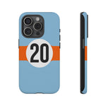Copy of Blue Orange Number 20 Retro Racing Stripe Tough Phone Case Cover