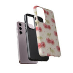 Pink Cherry Pattern Phone Case | Cute Retro Fruit Design