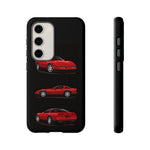 C4 Corvette Art Phone Case Red, Three-View Vector Cover, Gift