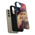 Persian Cat Beret Portrait Tough Phone Case - Painterly