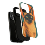 Siamese Cat Retro Halftone Portrait Case - Orange Teal Print
