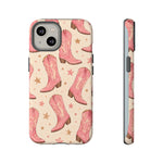 Pink Cowboy Boots phone case | Western pattern | Pastel stars