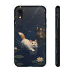 Turkish Van Swimming Cat Tough Case | Whimsical Night Pond, Lily Pads, Ducks