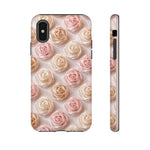 Silk Rose Phone Case, Blush Pink Floral Pattern Tough Cover, Gift