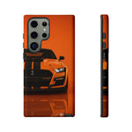 Orange Mustang Art Phone Case, GT500 American Muscle Car Tough Cover for Male