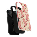 Pink Cowboy Boots phone case | Western pattern | Pastel stars