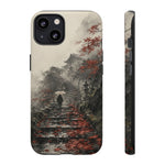 Autumn Temple Steps phone case | Japanese watercolor landscape cover