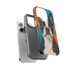 Boston Terrier Pop-Art Portrait Tough Phone Case - Teal Orange