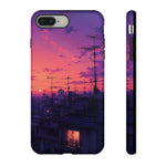 Anime City Rooftop Sunset Tough Phone Case Cover Gift Art