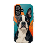 Boston Terrier Pop-Art Portrait Tough Phone Case - Teal Orange