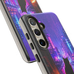 Lo-Fi Cat Neon Rain Window Vaporwave Art Tough Phone Case
