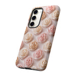 Silk Rose Phone Case, Blush Pink Floral Pattern Tough Cover, Gift