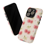 Pink Cherry Pattern Phone Case | Cute Retro Fruit Design