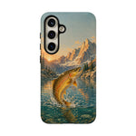 Leaping Golden Trout Lake Scene phone case | Tough Cover