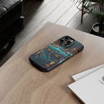 Vintage Teal 1957 Bel Air Classic Car Tough Case | Retro Rainy City Phone Cover