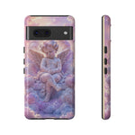 Cherub Cloud Throne Phone Case, Pastel Marble 3D Render Cover