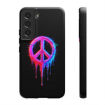 Glitch Peace Sign Phone Case, RGB Melt Digital Art Tough Cover, Gift