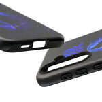 Glitch Wolf Howl Art Tough Phone Case - Blue Violet